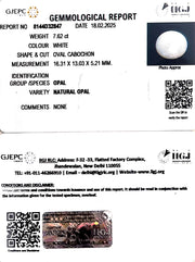 7.62/CT Natural Opal with Govt. Lab Certificate